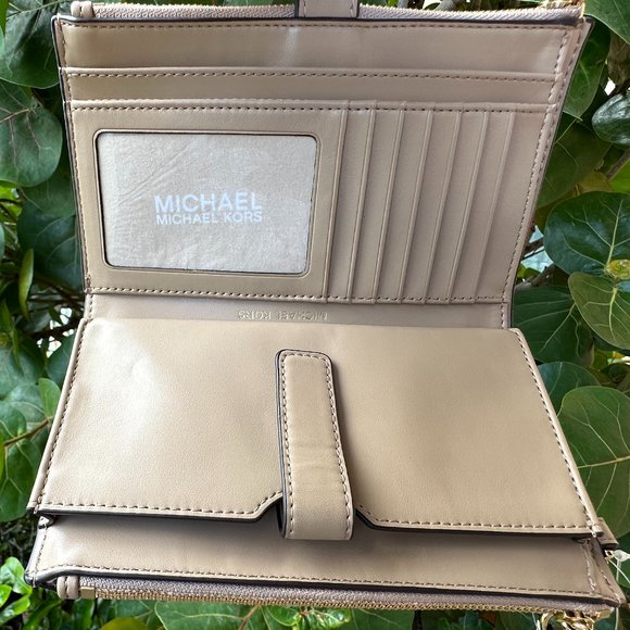 Michael Kors Jet Set Travel Double Zip Phone Wallet MK Zebra Print Camel Multi - Picture 3 of 11